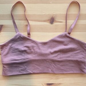 Athleta well rested Rib Sleep Bra Mauve Pink M soft comfy EUC